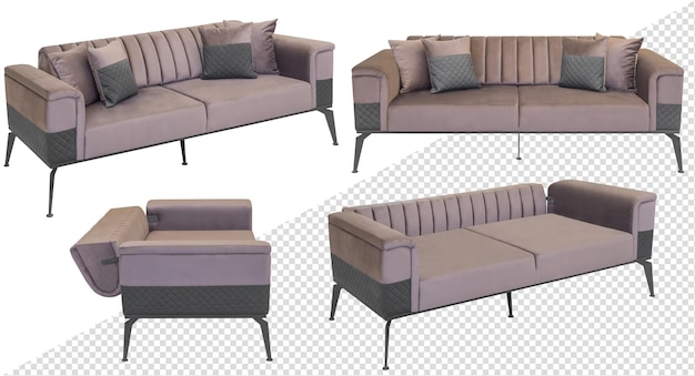 Sofá plegable Aislado del fondo En diferentes ángulos Elemento interior