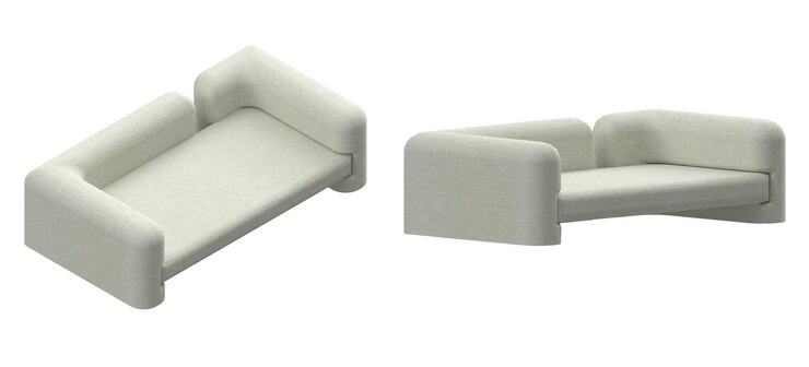PSD sofá rectangular 3d aislado sobre fondo transparente