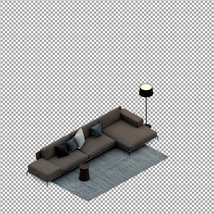 PSD sofá en render 3d aislado