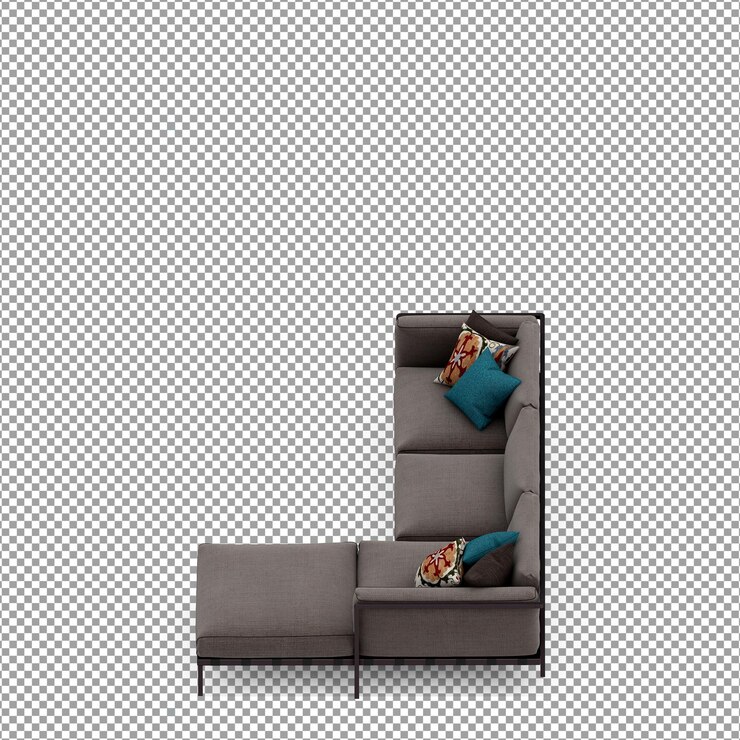 PSD sofá en render 3d aislado
