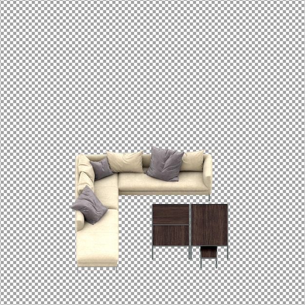 PSD sofá en render 3d aislado