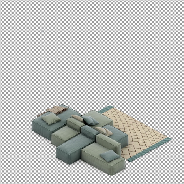 PSD sofá en render 3d aislado