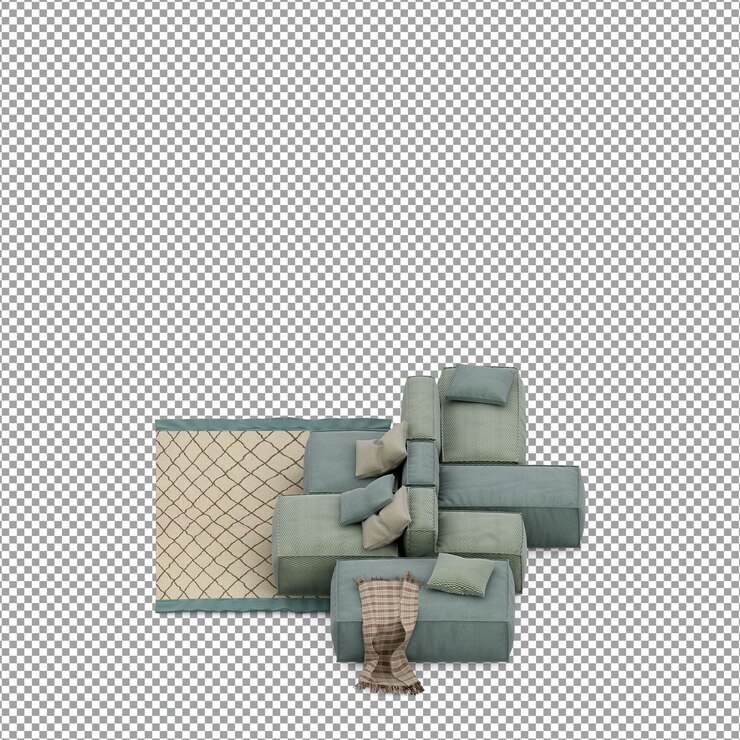 PSD sofá en render 3d aislado