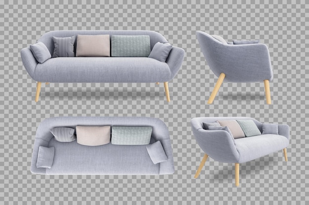 El sofá en renderización 3D aislado