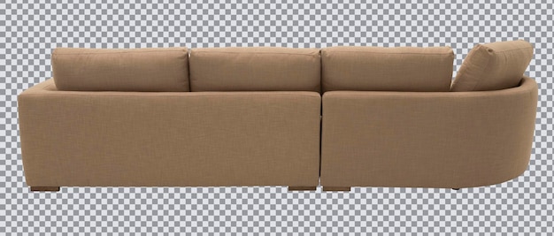 Sofa seccional bege de visão traseira