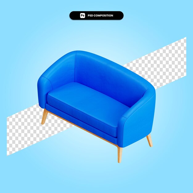 Sofa-stuhl 3d-render-darstellung isoliert