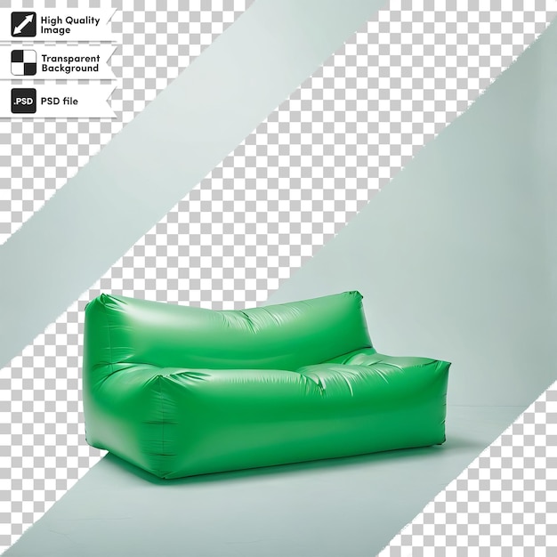 Un sofá verde con un cojín verde que dice no