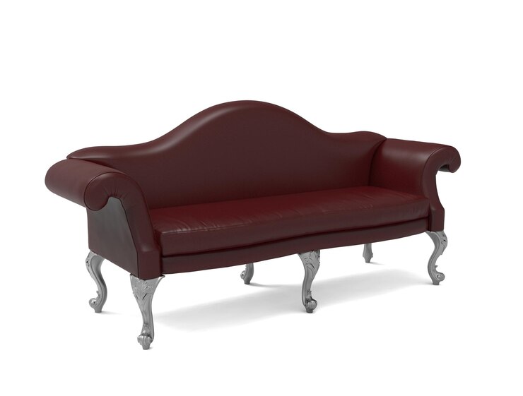 PSD sofá vintage clásico de cuero rojo sobre fondo blanco colección de muebles de sofá de lujo