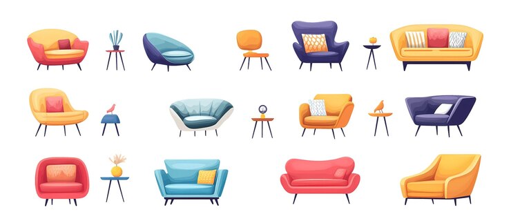 PSD sofás multicolores muebles modernos de estilo retro muebles sofás de colores