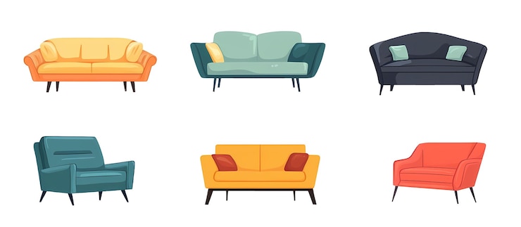 PSD sofás multicolores muebles modernos de estilo retro muebles sofás de colores