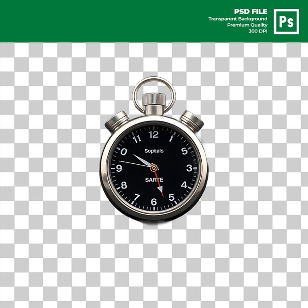 Sofisticado cronómetro de plata con esfera negra reloj de precisión de diseño minimalista