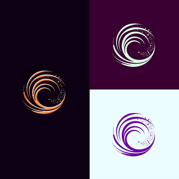 Sofisticado logotipo del Premio de Conservación del Océano con una ola y diseños vectoriales creativos y únicos