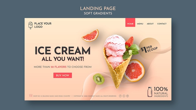 PSD sofort-eiscreme-landingpage