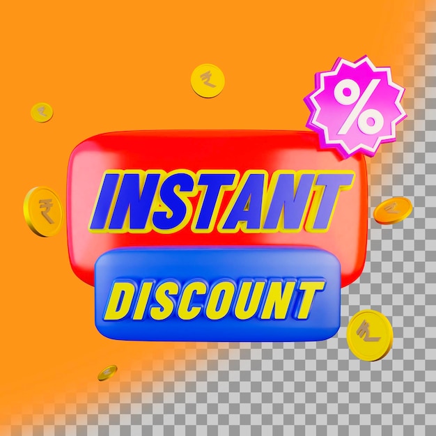 Sofortiger Rabatt 3D-Verkaufsetikettensymbol