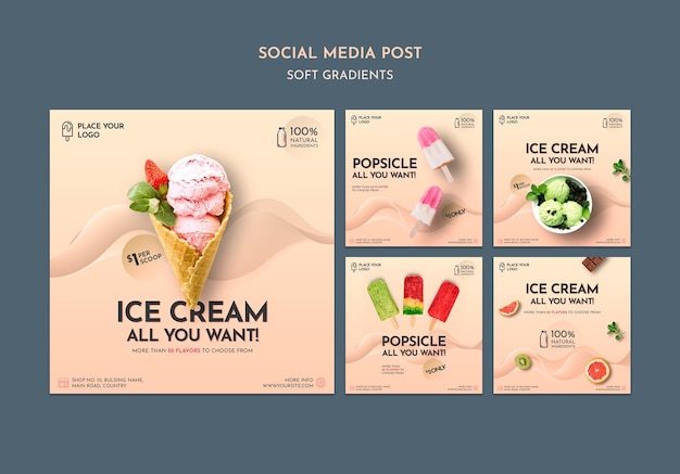 Soft Gradient Eiscreme Instagram Beiträge