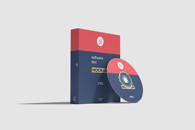 Software box e mockup di compact disc