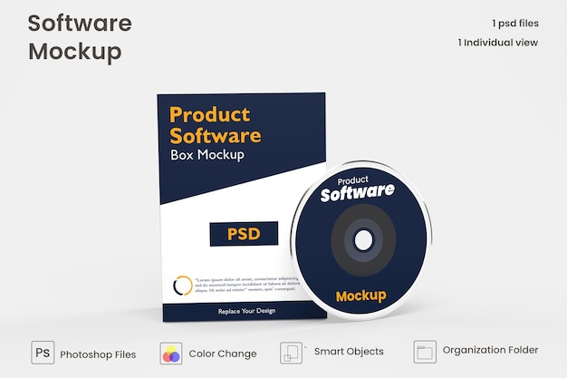 Software box mockup Psd Gratuite