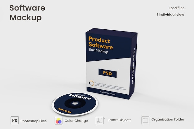 Software-Box-Modell Kostenlose PSD