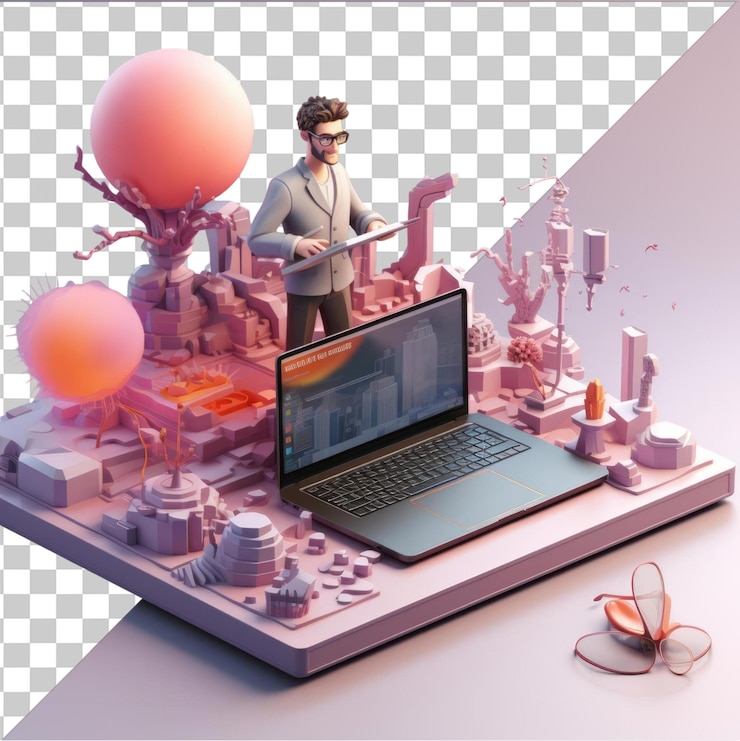 PSD software de codificación de dibujos animados de alta calidad y transparente psd 3d