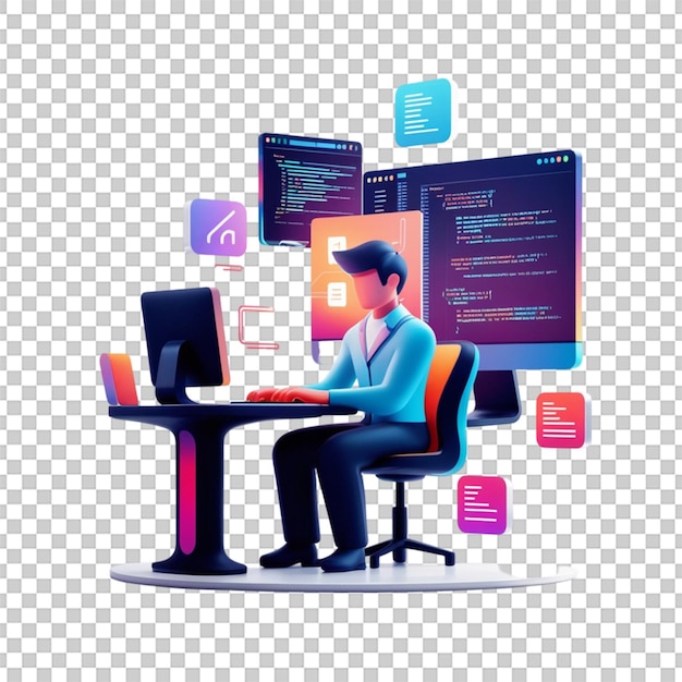 software developer 3d icon with sleek design isolated on white background for codingrelated visuals