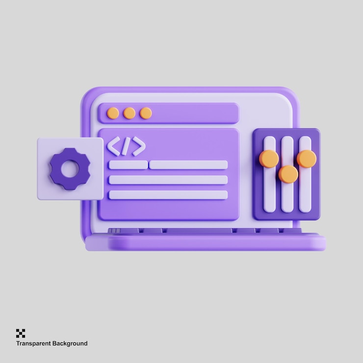 PSD software development 3d render illustration