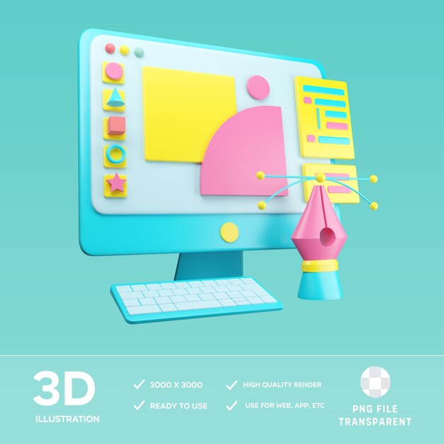 Software di progettazione PSD 3D Illustrazione