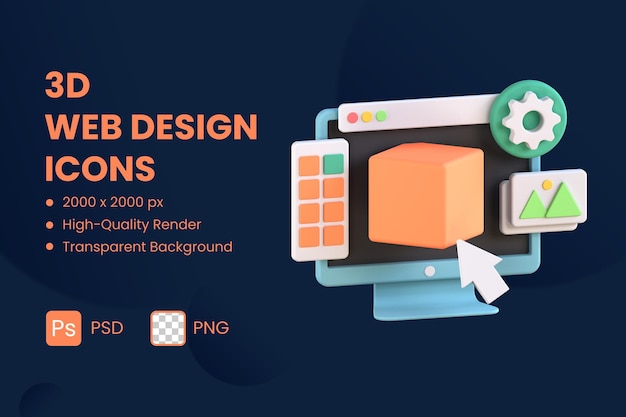 PSD software de diseño de ilustraciones de iconos 3d