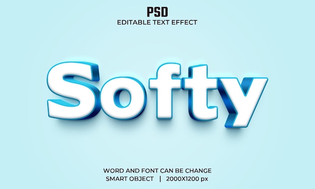 Softy 3d bearbeitbarer texteffekt premium psd mit hintergrund