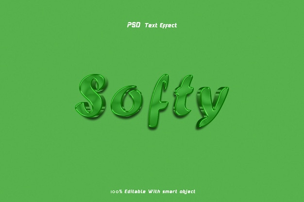Softy 3D bearbeitbarer Texteffektstil PSD mit Hintergrund