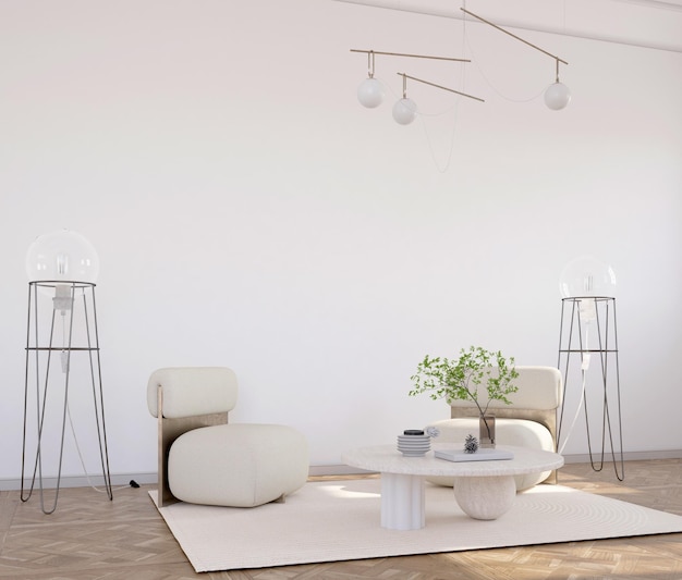 soggiorno moderno con mockup a parete