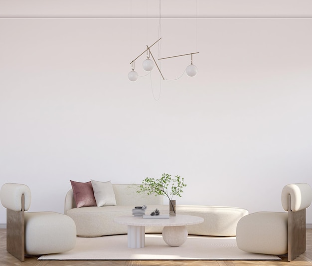 soggiorno moderno con mockup a parete