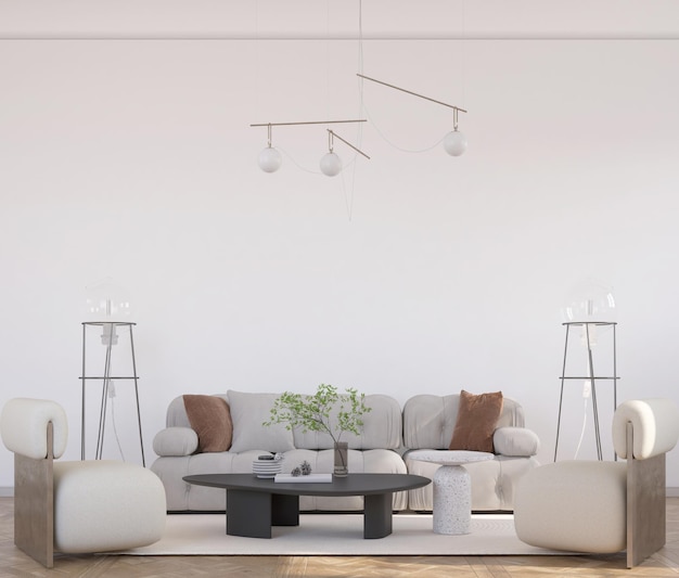 soggiorno moderno con parete mockup
