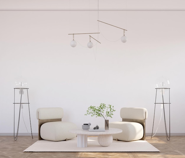 soggiorno moderno con parete mockup