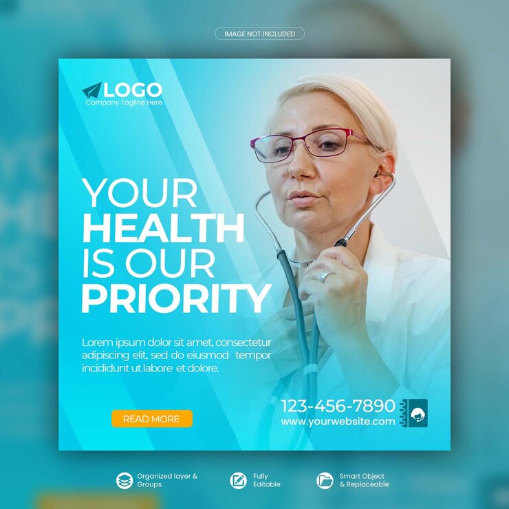 Soins de santé médicaux médias sociaux et bannière de publication instagram psd premium