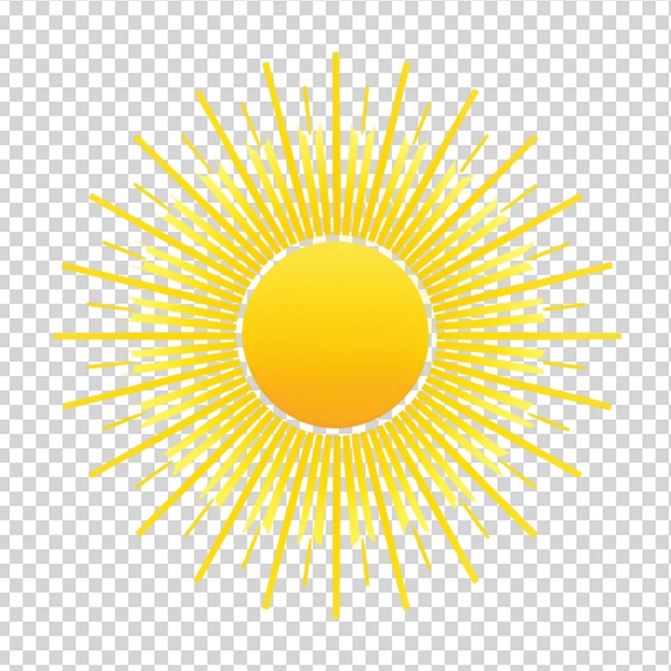 PSD sol aislado sobre un fondo transparente
