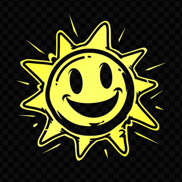 Un sol amarillo con una cara sonriente en él