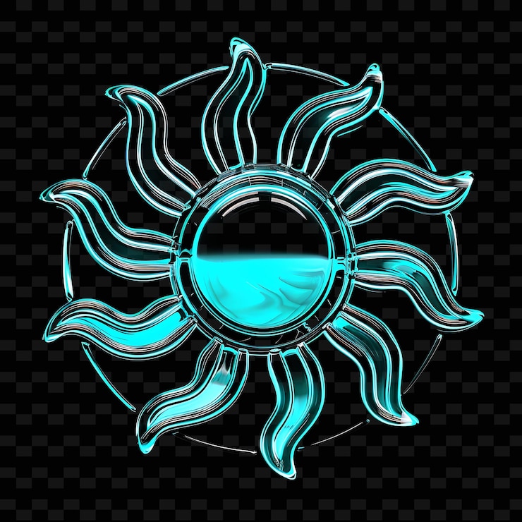 PSD un sol azul y verde con un fondo negro con un símbolo azul y verde