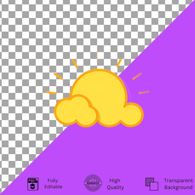 PSD sol decorativo y nubes psd editable de alta calidad