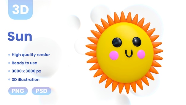 sol de dibujos animados modelo 3d