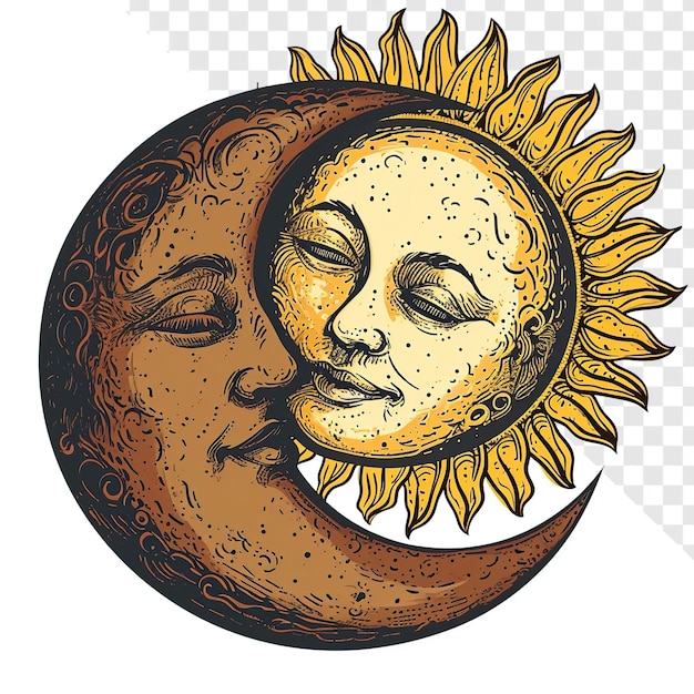 PSD sol e lua simples formas fundo transparente