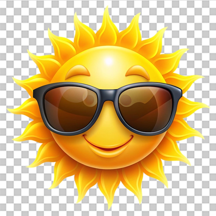 PSD el sol lleva gafas de sol en el calor del verano aislado en un fondo transparente