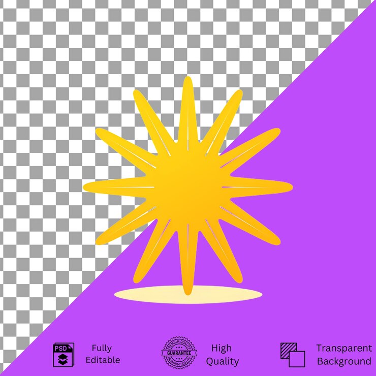 PSD sol con rayos clip art de alta calidad editable psd