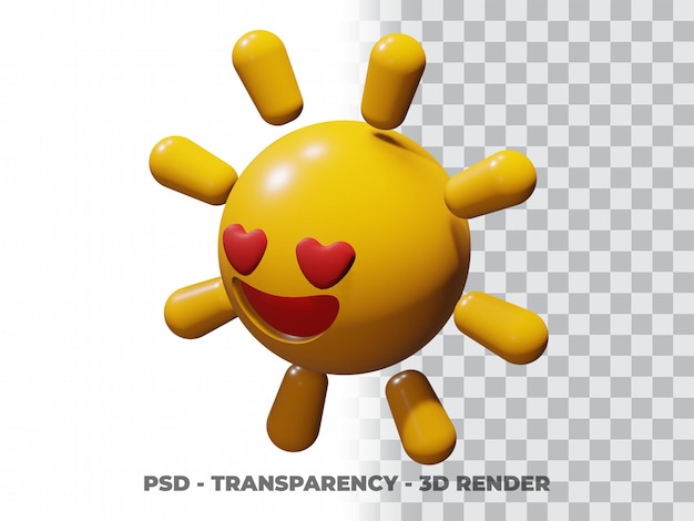 PSD sol sonriente 3d con fondo de transparencia