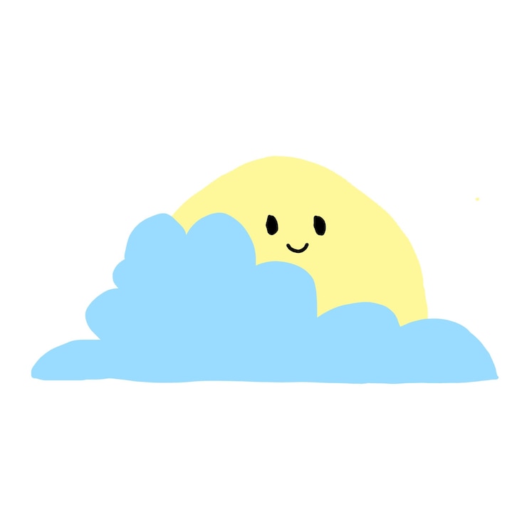 PSD un sol con una sonrisa en él y una nube con una sorrisa en él