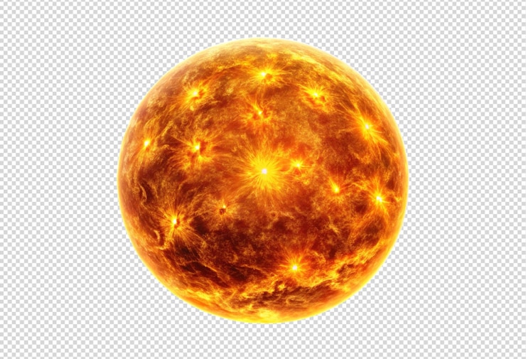 PSD el sol vista detallada de la superficie solar png
