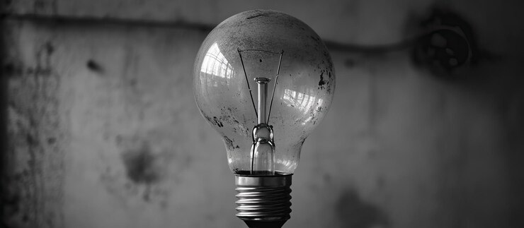 PSD una sola bombilla en una habitación poco iluminada