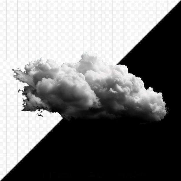 PSD una sola nube blanca aislada sobre fondo y textura aislados en negro nube de pincel aislada en negro