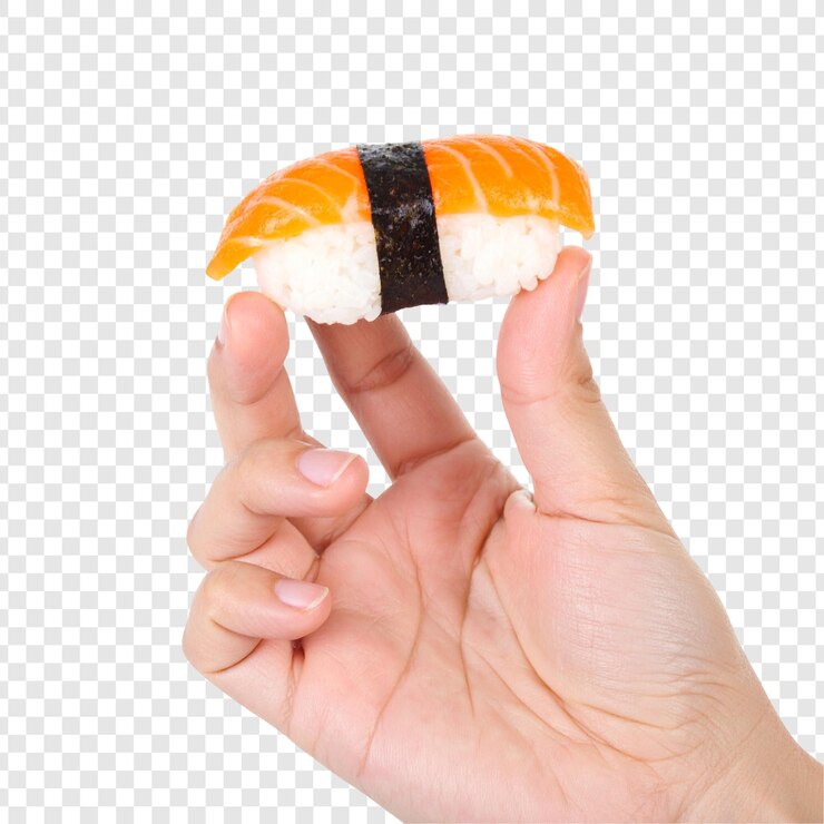 PSD una sola pieza de sushi en la mano