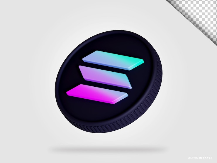PSD solana sol criptomoneda moneda 3d renderizado aislado