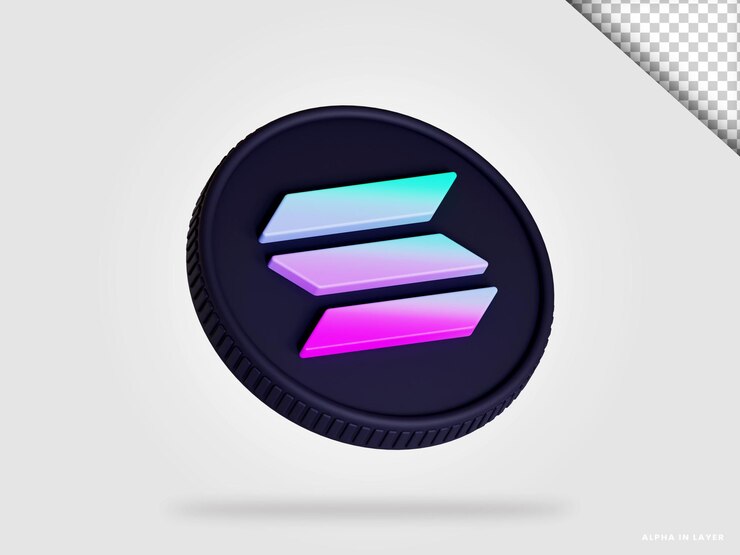 PSD solana sol criptomoneda moneda 3d renderizado aislado